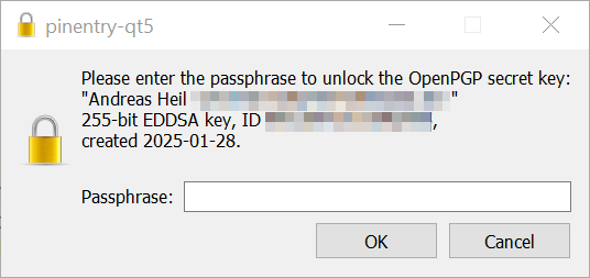 OpenPGP Passwort Dialog