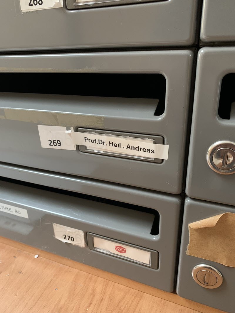 Postfach von Prof. Andreas Heil am Standort Sontheim mit der Postfach Nummer 269